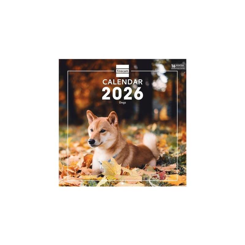 Finocam Calendario De Pared Internacional - Anual 2026 - Imagenes Variadas - 311x5x305mm - Tematica De Perros