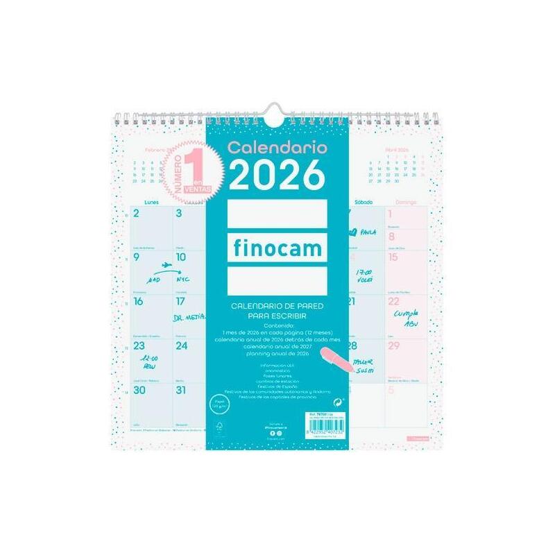 Finocam Calendario De Pared Para Escribir 30x30-300x300mm Mv Chic Turquesa 2026