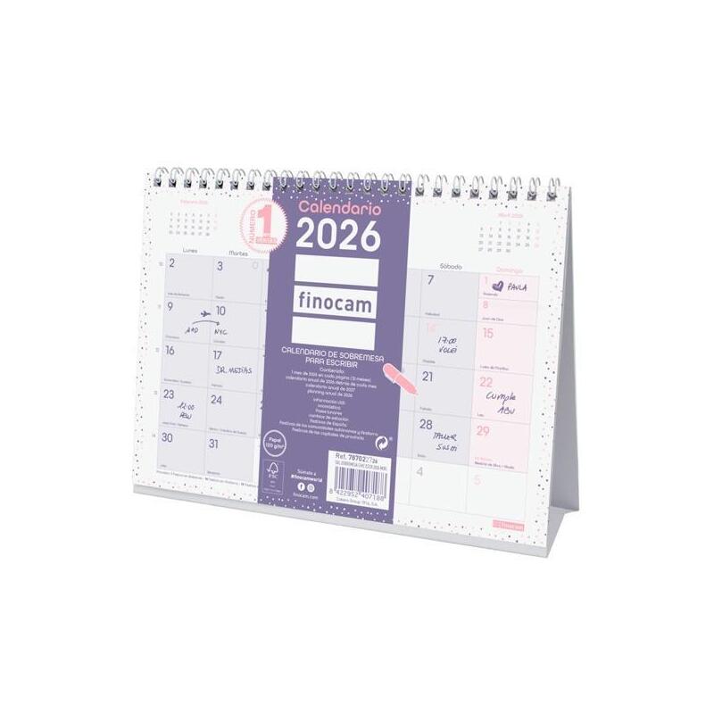 Finocam Calendario De Sobremesa Para Escribir S-210x150mm Mv Chic Morado 2026