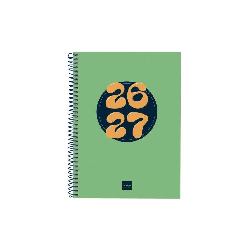Finocam Cool Agenda Escolar 26/27 - Semana Vista Horizontal - Formato 4º - 155x212mm - Tapas De Carton Forrado - Papel