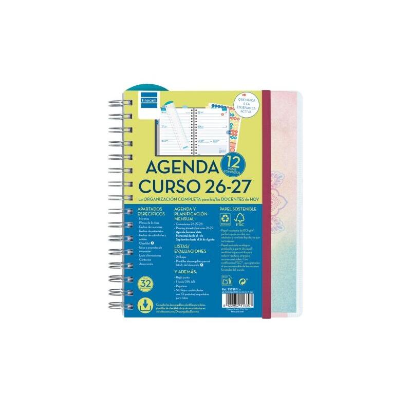 Finocam Magistral Agenda Escolar 26/27 - Semana Vista Horizontal - Formato 4º - 155x212mm - Tapas De Polipropileno -