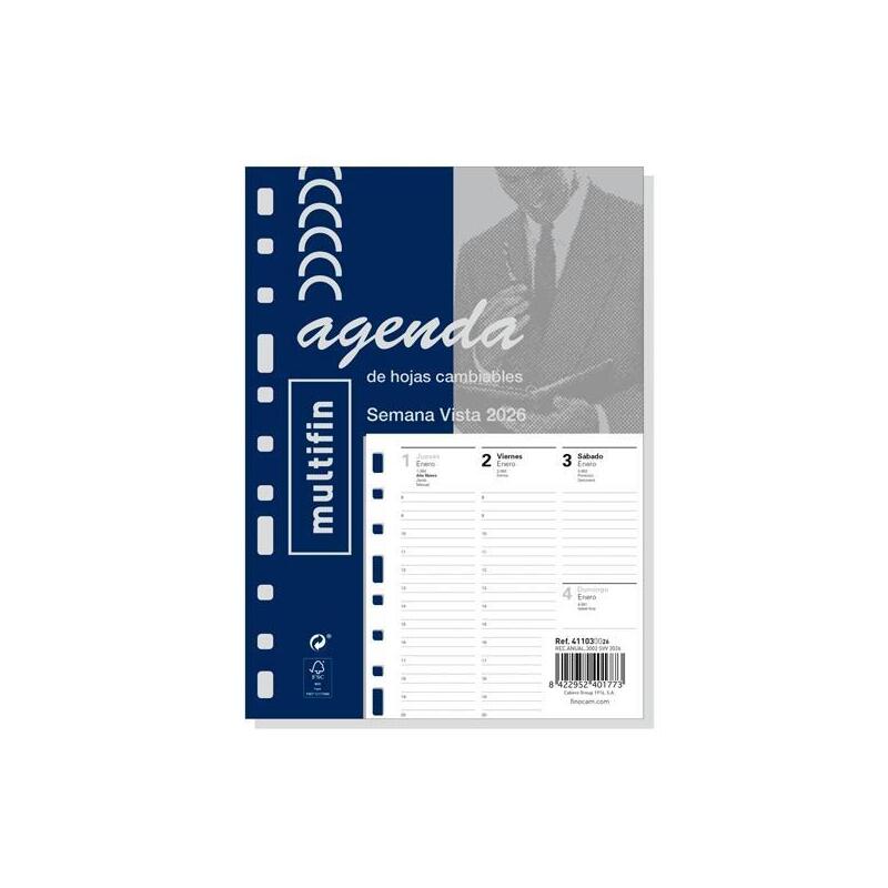 Finocam Recambio Anual Agenda 11 Anillas Multifin 3002-155x215mm Svv 2026