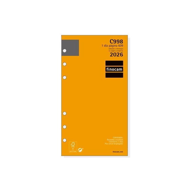 Finocam Recambio Anual Agenda De Anillas Classic C998 609-94x171mm 1dp 2026