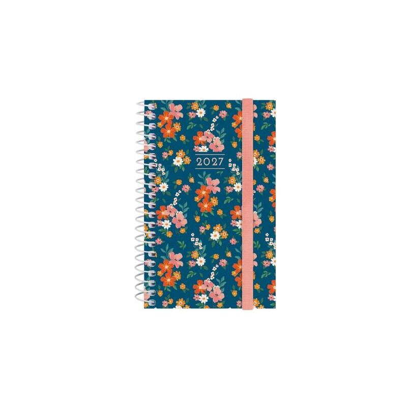Finocam Trendy Design Collection Flora Agenda - Anual 2027 - Semana Vista Horizontal - Formato E3 - 79x127mm - Espiral
