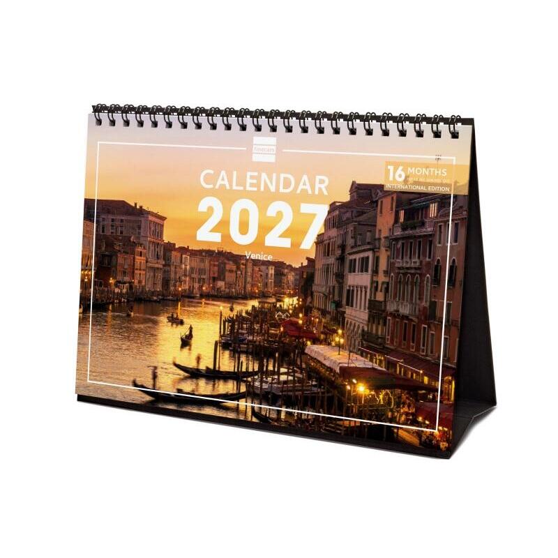 Finocam Venecia Calendario De Sobremesa Internacional - 16 Meses 26/27 - Mes Vista - Formato S - 210x150mm - Espiral