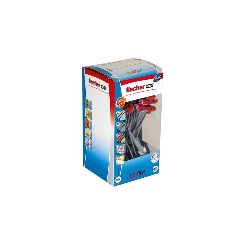 Fischer Tacos Basculantes Duotec 10 Ld Gris Claro/Rojo, 20 Unidades 537260