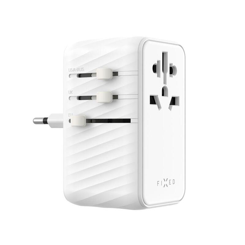 Fixed 4xusb-C 1xusb Voyager World Adapter, Gan, 85w, White