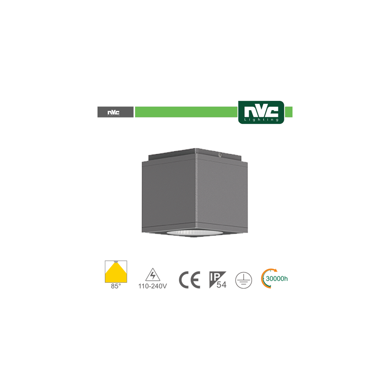 Foco Cuadrado Led Ip54 Da Soffitto - 8w 640lm 3000k 30°