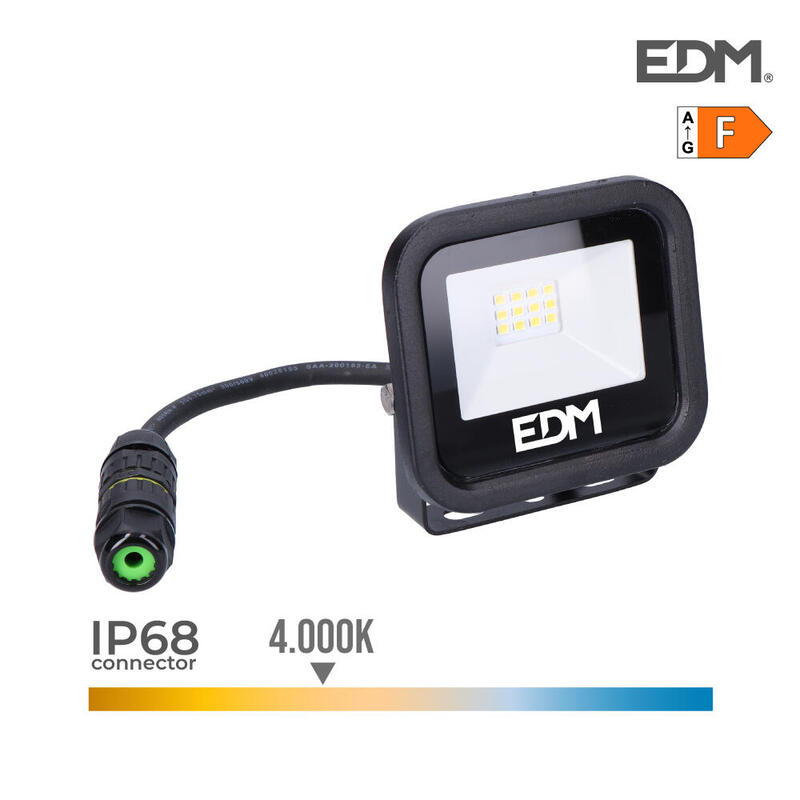 Foco Proyector Led 10w 800lm 4000k Luz Dia Black Series 9,2x8,1x2,7cm Edm