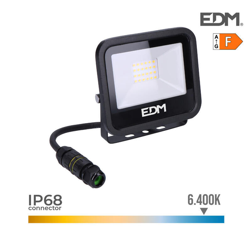 Foco Proyector Led 20w 1520lm 6400k Luz Fria Black Series 12,4x10,6x2,8cm Edm