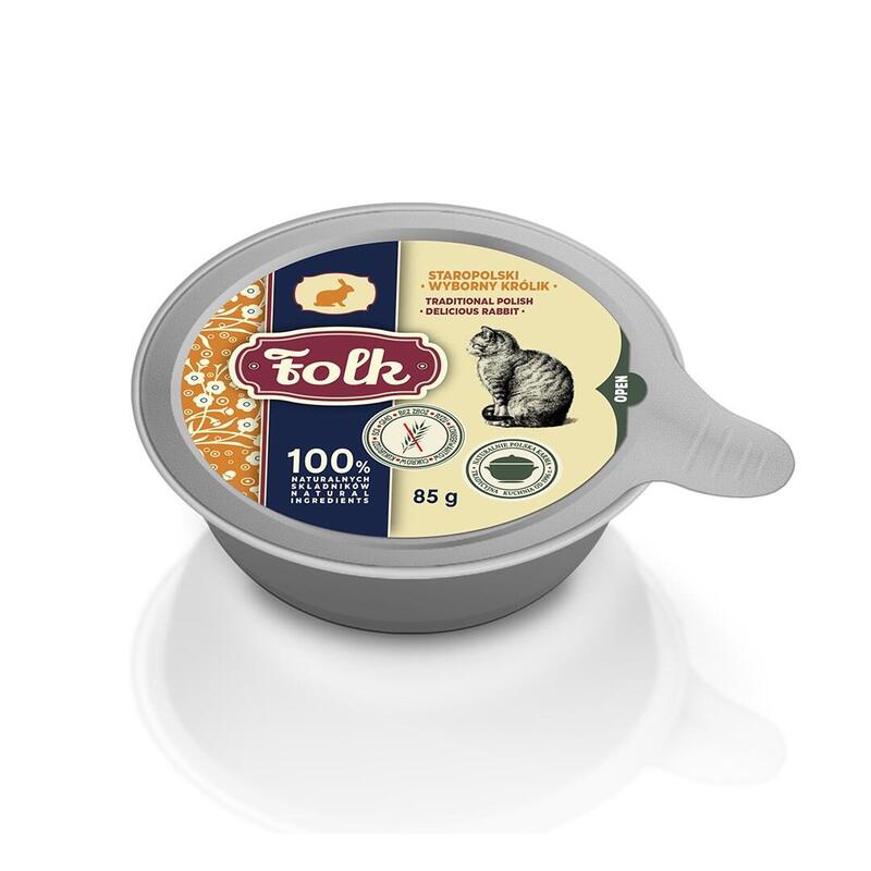 Folk Traditional Polish Delicious Rabbit - Comida Húmeda Para Gatos - 85g