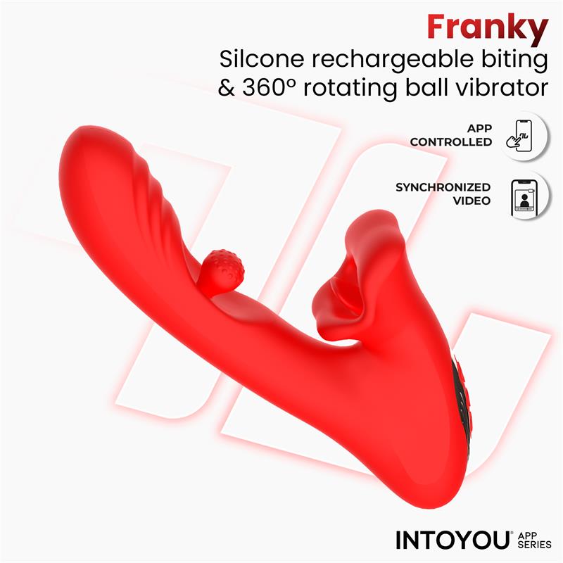Franky Vibrador Con Biting Y Bola Rotativa Con App