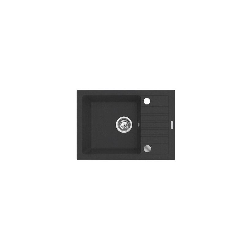 Fregadero Bali (62x44) 1b1d Negro + Grifo Mezclador Lungo