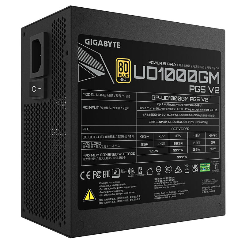Fuente Alimentacion Gigabyte Gp-Ud1000gm Pg5 V2 1000w 80+ Gold