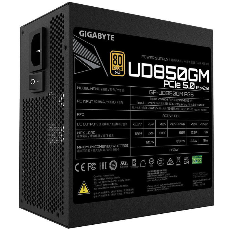Fuente Alimentacion Gigabyte Gp-Ud850gm Pg5 V2 850w 80+ Gold