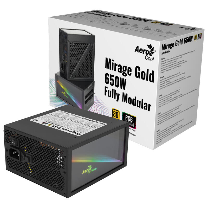 Fuente De Alimentación Aerocool Mirage Gold 650m 650w Ventilador 12cm 80 Plus Gold