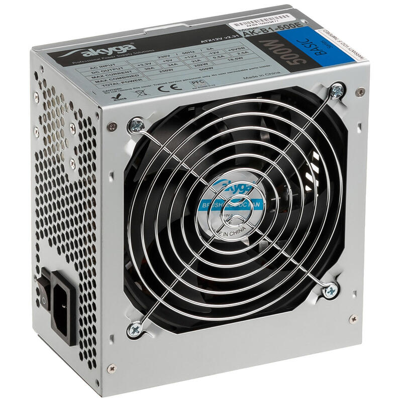 Fuente De Alimentacion Akyga Basic Atx 500w Ak-B1-500e Fan12cm P4 3xsata