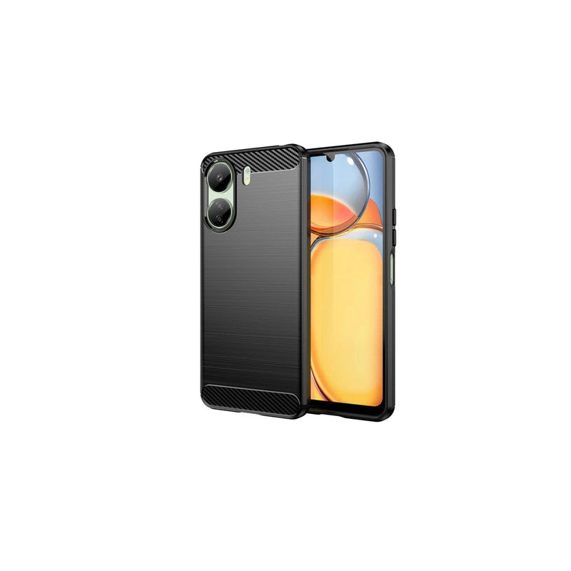 Funda Carbono Xiaomi Redmi 13c Silicona Flexible Carbono Cubierta Negra