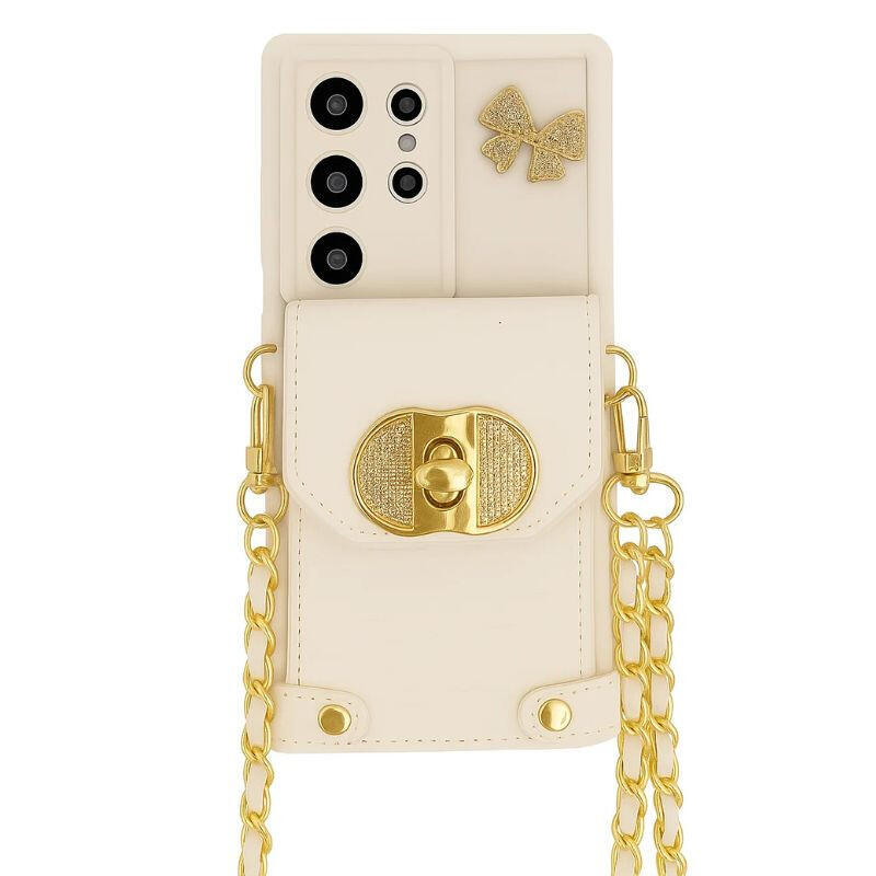 Funda Cartera Cadenas Colgantes Coquette Samsung Galaxy A56, Blanco