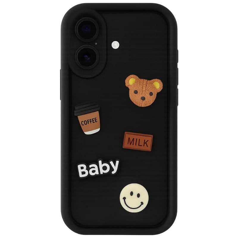 Funda De Silicona Coffee Bear Iphone 16 Negro