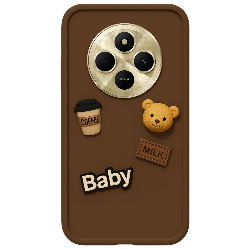 Funda De Silicona Coffee Bear Xiaomi Redmi 14c Marrón
