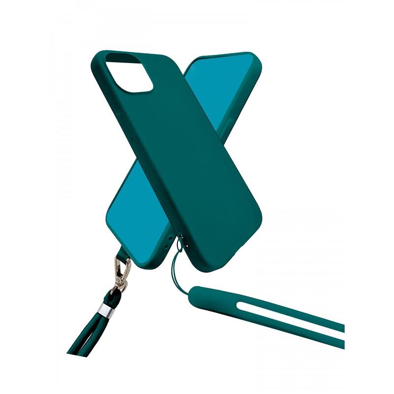 Funda De Silicona Con Cordón Para Cuello Y Muñeca Incluido Para Iphone 14 Pro Verde Sapin - Jaym® Pop **