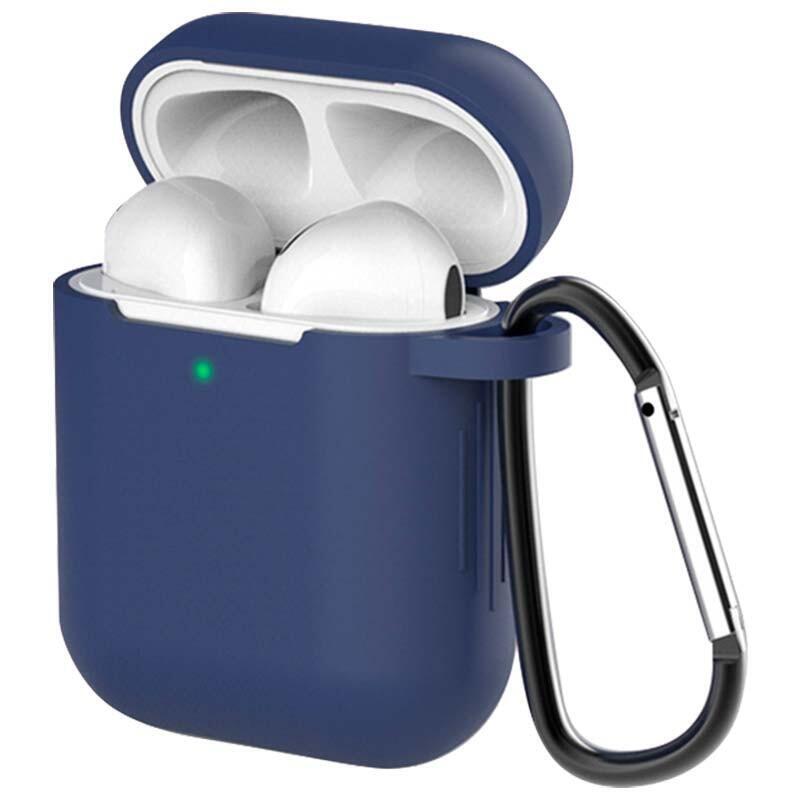 Funda De Silicona Con Mosquetón Para Apple Airpods V2 Azul Oscuro