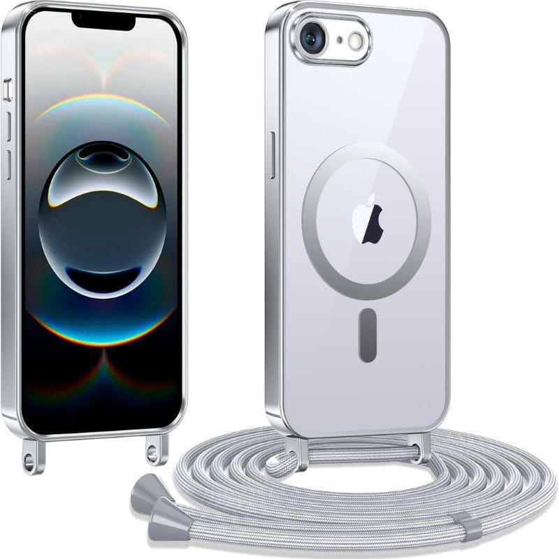 Funda Magnética Con Colgante Para Iphone 16e Plata