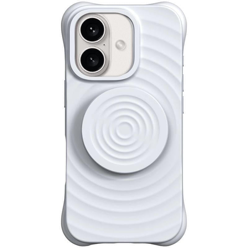 Funda Magnética De Silicona Ondulada Con Soporte Magsafe Iphone 16 Blanco