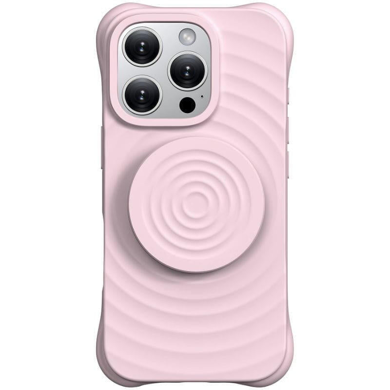 Funda  Magnética De Silicona Ondulada Con Soporte Magsafe Iphone 16 Pro Max Rosa