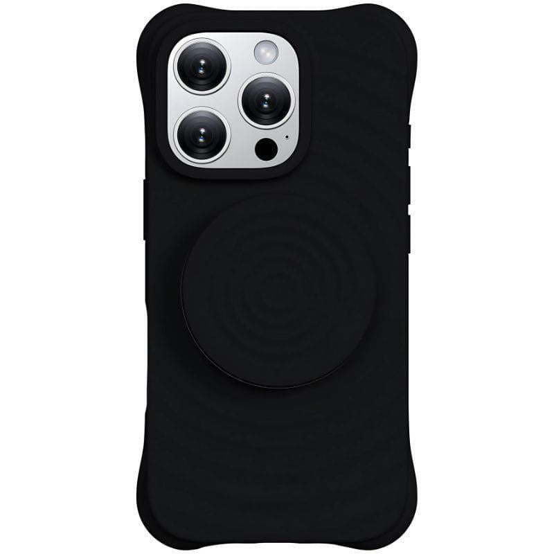 Funda  Magnética De Silicona Ondulada Con Soporte Magsafe Iphone 16 Pro Negro