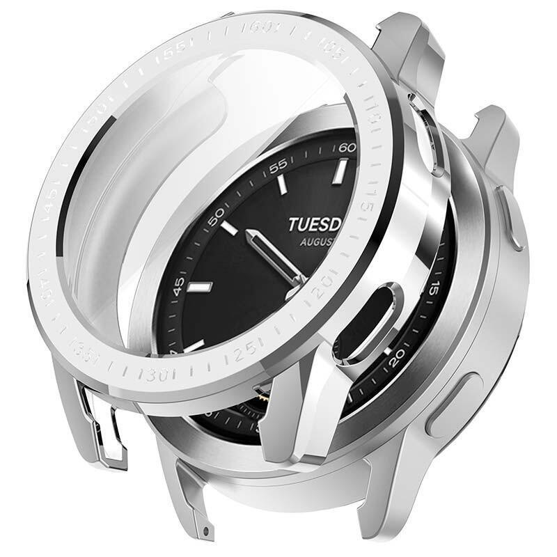 Funda Metal + Tpu Xiaomi Watch S3 Plata