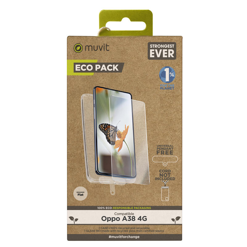 Funda  Muvit Compatible Con Oppo A38 4g + Protector De Pantalla Vidrio Templado Plano