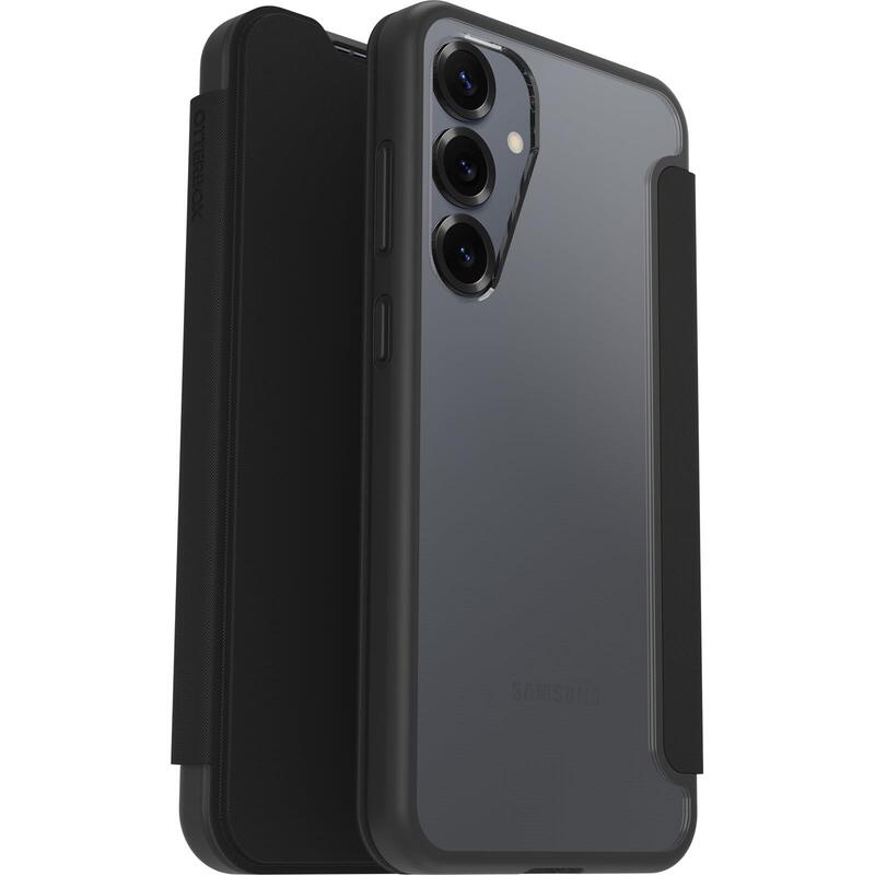 Funda Otterbox React Series  Folio Para Samsung Galaxy S25+, Resistente A Golpes Y Caídas, Soporte Para Tarjetas,Testada Según Los Estándares Militares, Transparente/Negro, Sin Caja Retail