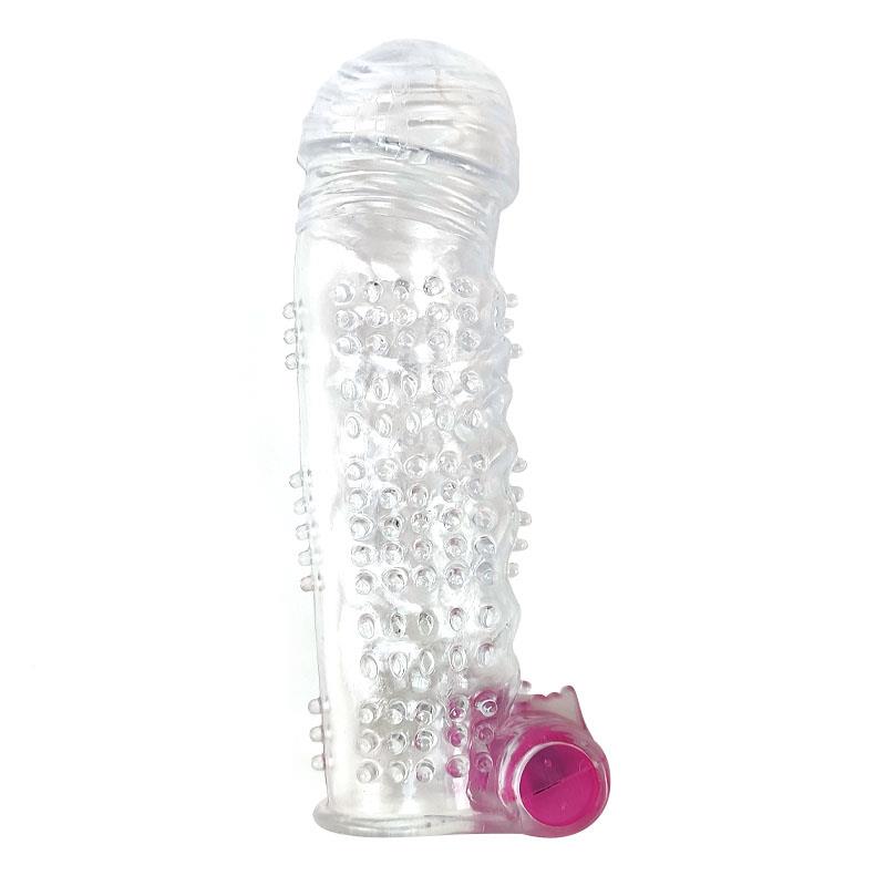 Funda Para El Pene Texturizada Con Bala Vibradora Transparente