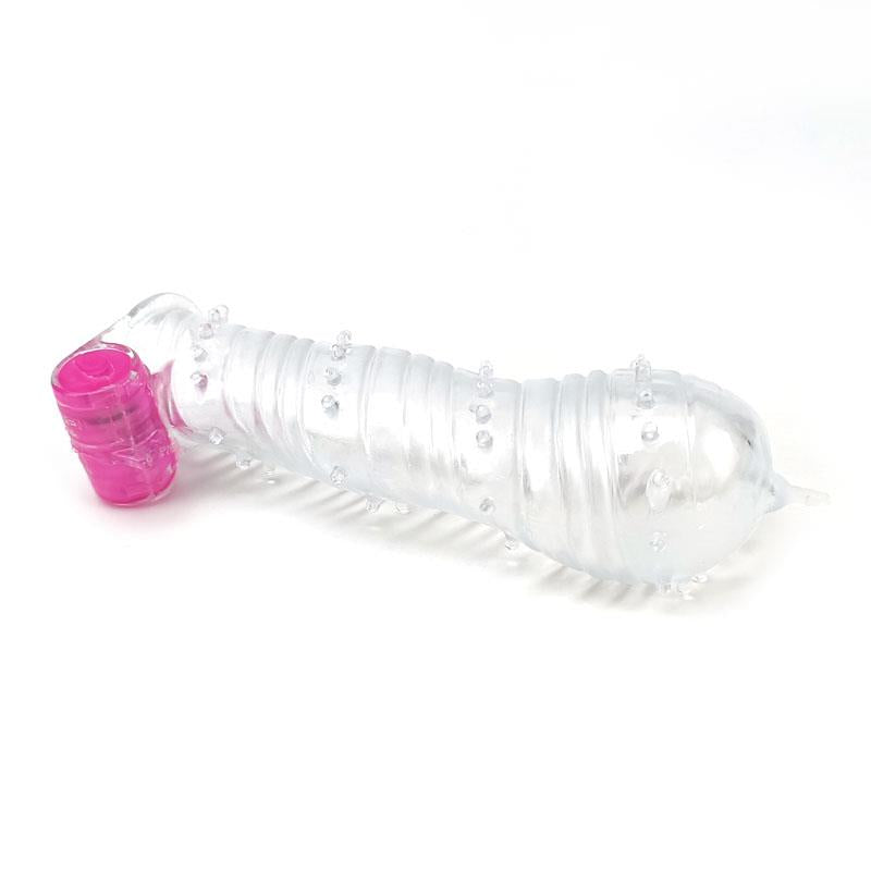 Funda Para El Pene Texturizada Con Bala Vibradora Transparente