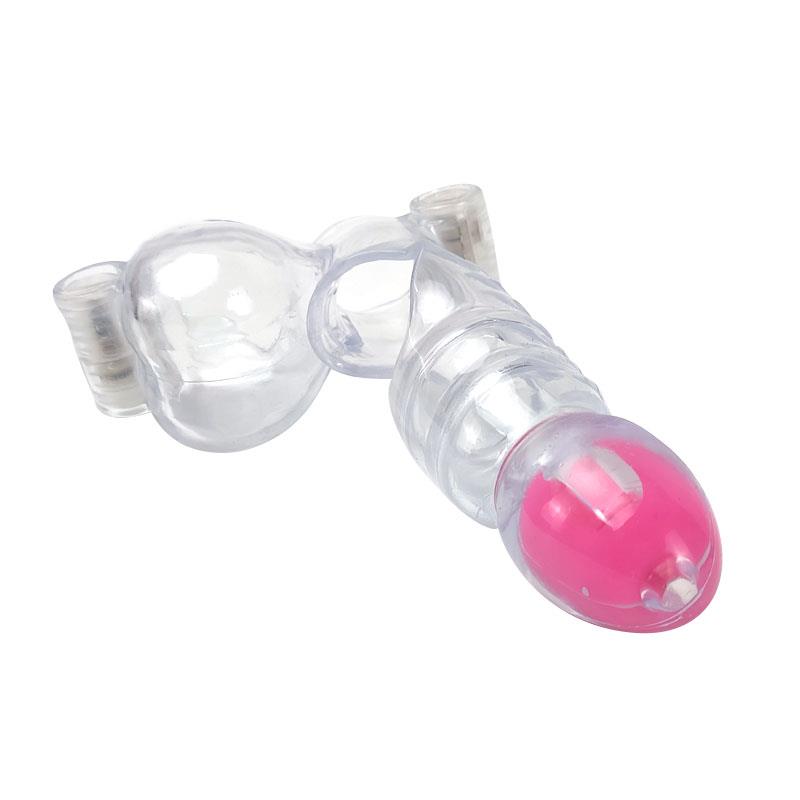 Funda Para El Pene Y Testículos 3 Balas Vibradoras Transparente