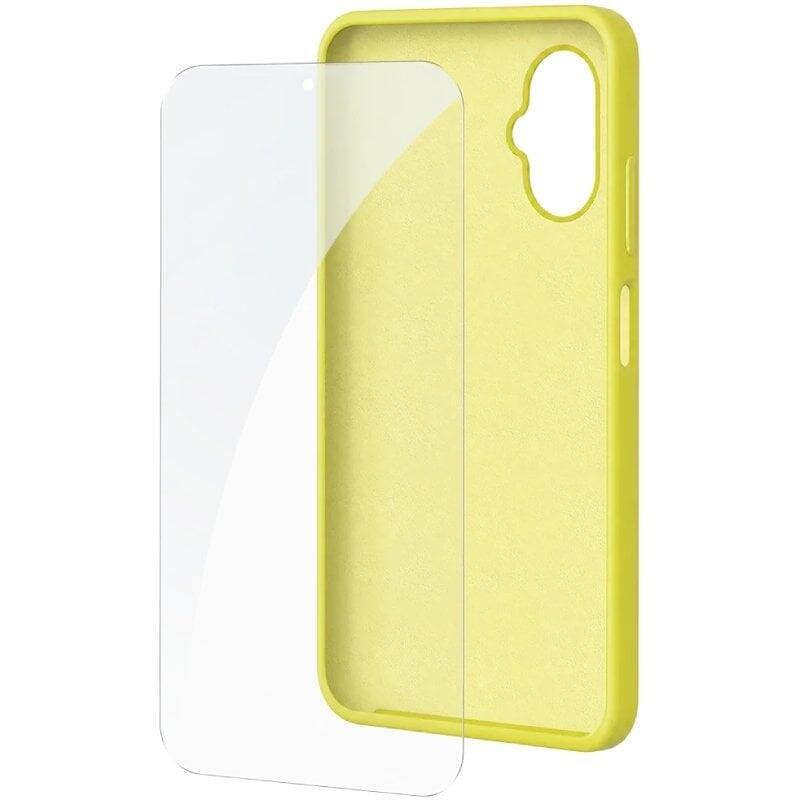 Funda Silicona + Protector De Pantalla De Cristal Templado Spc Wuum One Protection Pack 4354y Compatible Con Spc Wuum One Amarilla