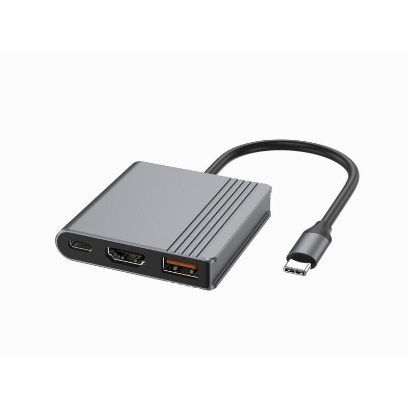 Gembird Usb Tipo C 3-In-1 Multi-Port Adapter Usb Port + Hdmi + Usb-C Video Space Grey