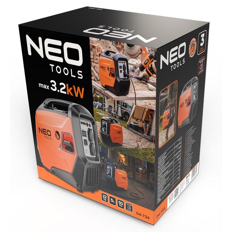 Generador Inverter Neo Tools 3200 W, Naranja/Negro