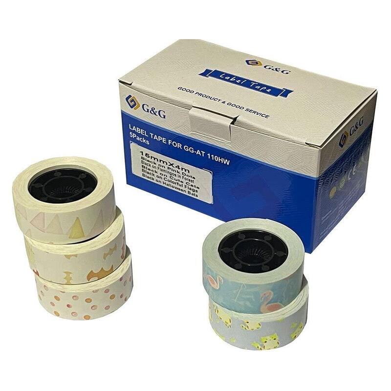 G&G Etikettenrolle 5er Set Con Verschiedenen Mumer 15x15mm