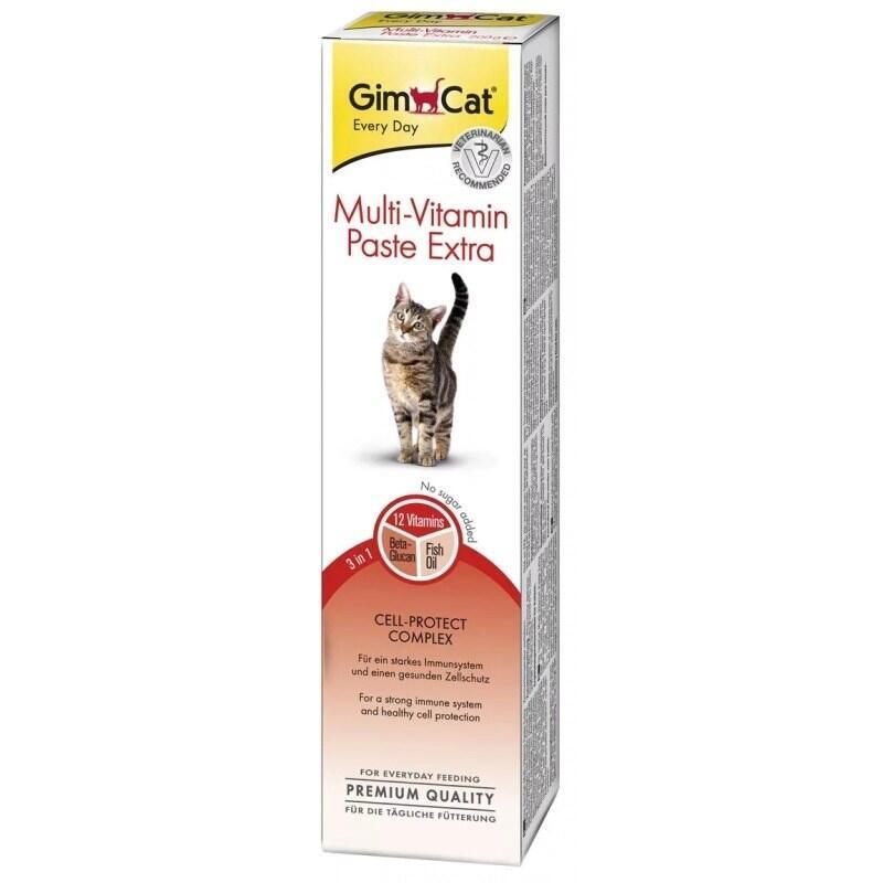 Gimcat Multi-Vitamin Extra, Pasta Multivitaminas - Snack Para Gatos, Con Beta-Glucano Y Omega 3 & 6 Para Una Protección Celular Saludable - 1 Tubo (1 X 100 G)