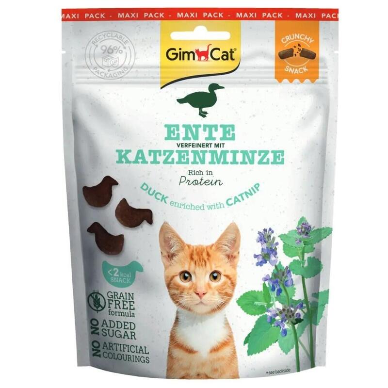 Gimcat Snacks Crujientes De Pato Con Hierba Gatera - Golosinas Para Gatos Crujientes Y Ricas En Proteínas - 1 Bolsa (1 X 140 G)