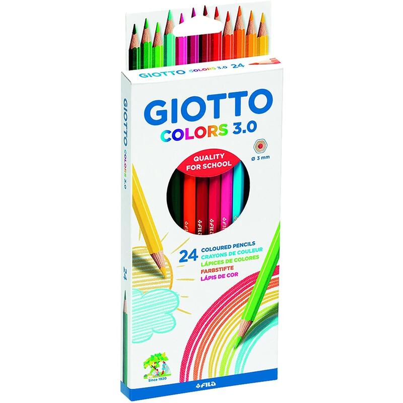 Giotto Colors 3.0 Pack De 24 Lapices De Colores Hexagonales - Mina 3 Mm - Madera - Colores Surtidos