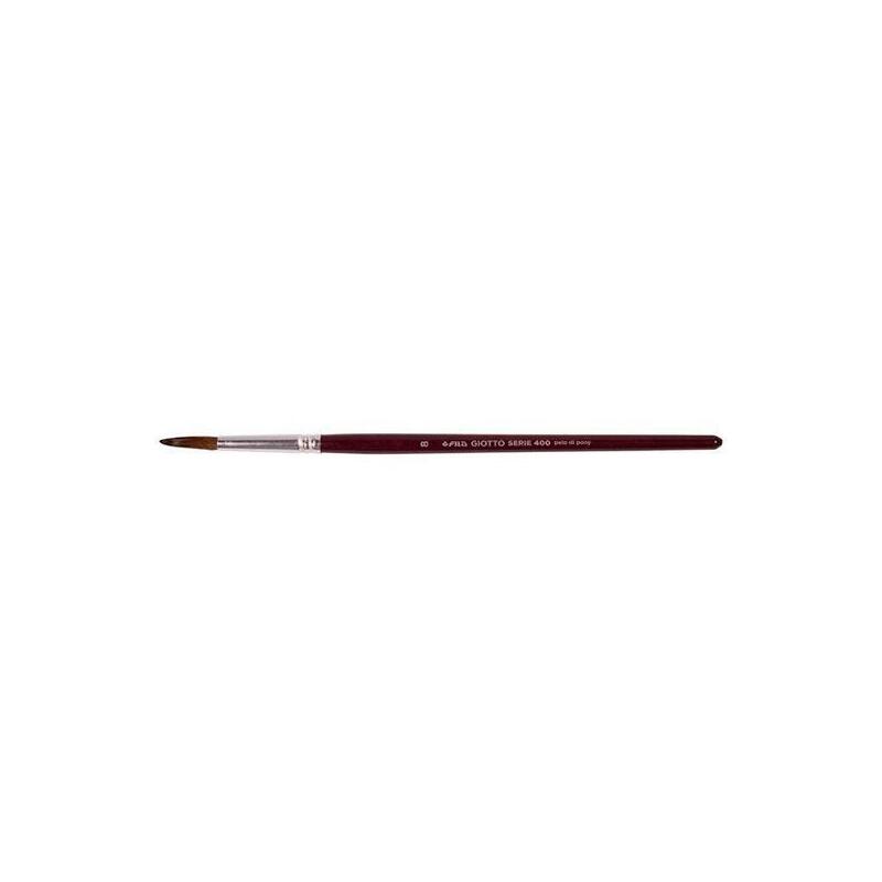 Giotto Pincel Serie 400 Nº 8 Pelo De Pony Para Acuarela Y Témpera Mango Barnizado -12u-
