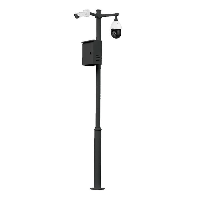 Global Kit-Baculo-35-Negro Báculo Desmontable De 3,5m De Altura En Acero Galvanizado De Color Negro Con Soporte Para Cámara Y Speed Dome