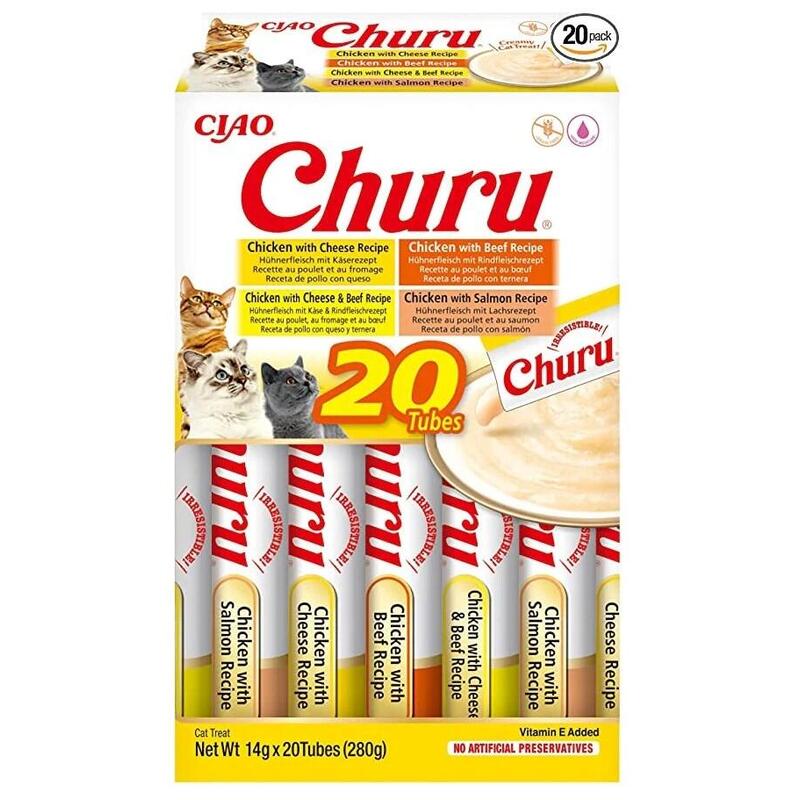 Goma Para Gatos  Inaba Churu Variety Box Chicken And Beef  20 X 14g
