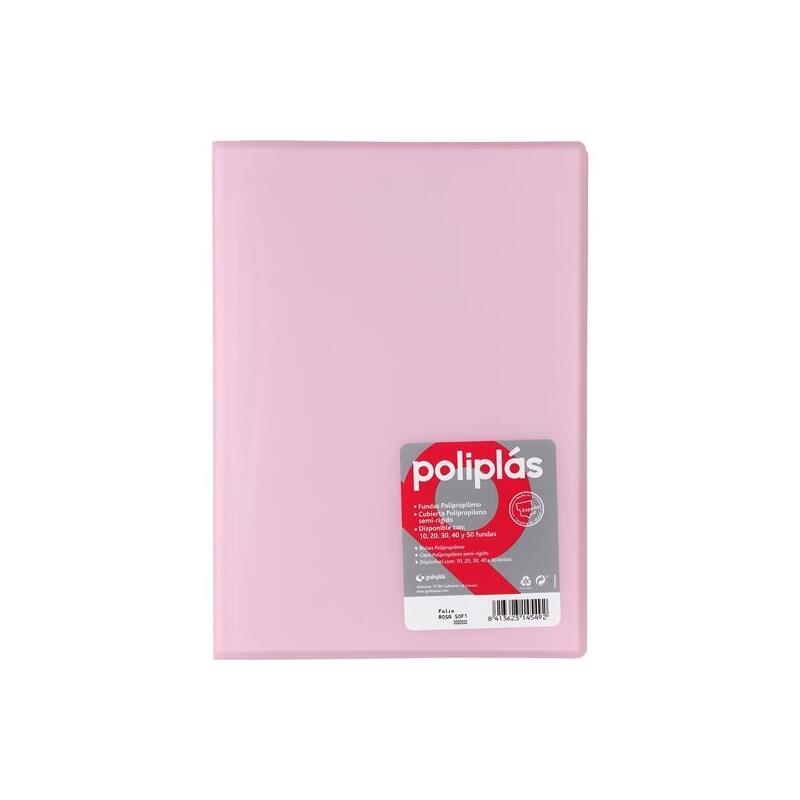 Grafoplás Carpeta Con Fundas Poliplás Soldadas Folio 10 Fundas Pp Semirígido Translúcido Rosa Soft