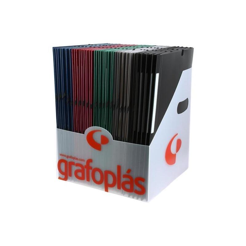 Grafoplás Carpeta Con Gomas Poligraf 3 Solapas Folio Pp Opaco C/Surtidos Expositor 50 Ud
