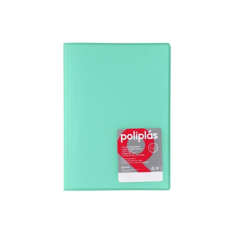 Grafoplás Carpeta Poliplás De Polipropileno Translúcido Con 10 Fundas Soldadas Folio Mint